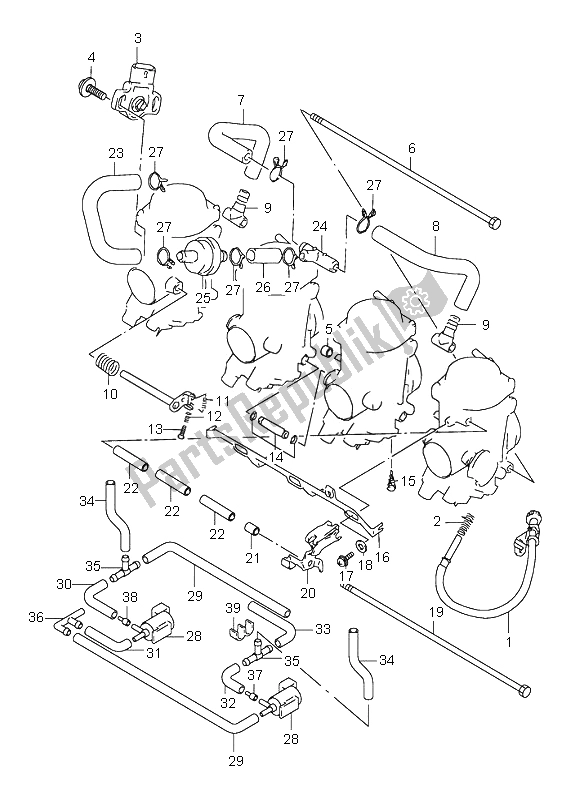 Alle onderdelen voor de Carburateur Fittingen van de Suzuki GSX R 600 2000