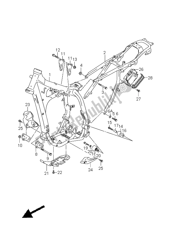 All parts for the Frame of the Suzuki DR Z 400 SM 2008