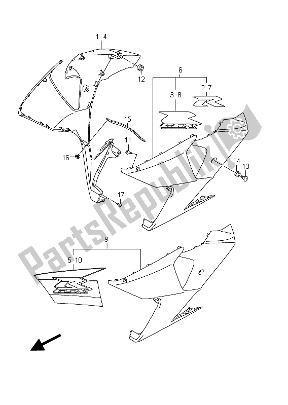 Tutte le parti per il Cofano Laterale del Suzuki GSX R 1000 2011