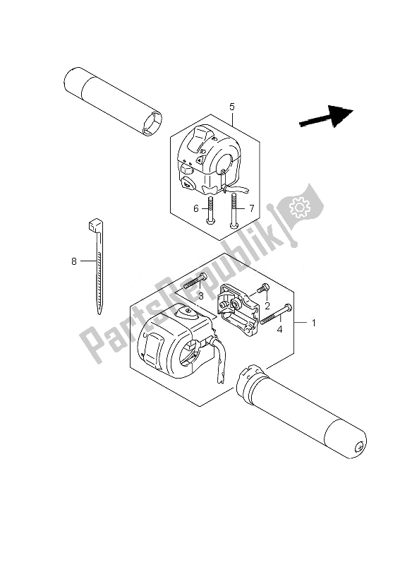 All parts for the Handle Switch of the Suzuki VZ 800Z Intruder 2007