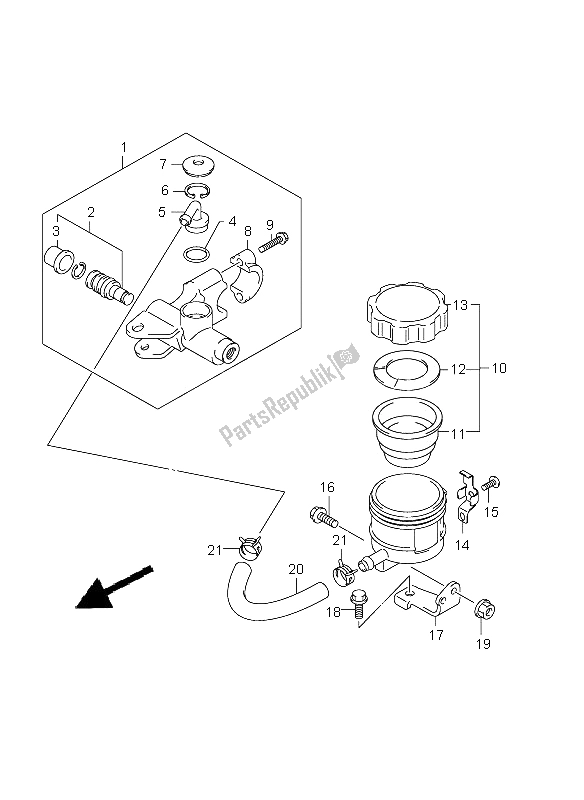 Alle onderdelen voor de Voorste Hoofdcilinder van de Suzuki GSX R 1000 2002