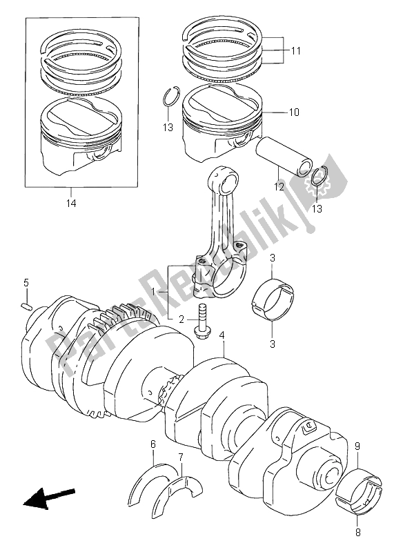 Tutte le parti per il Albero A Gomiti del Suzuki RF 900R 1996