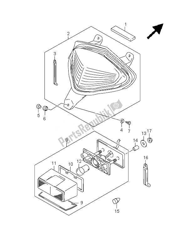 Toutes les pièces pour le Feu Arrière Combiné du Suzuki GSX 1300 BKA B King 2010
