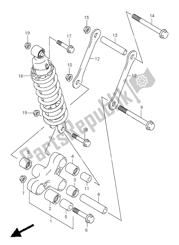 Toutes les pièces pour le Levier De Coussin Arrière du Suzuki VL 800Z Volusia 2003