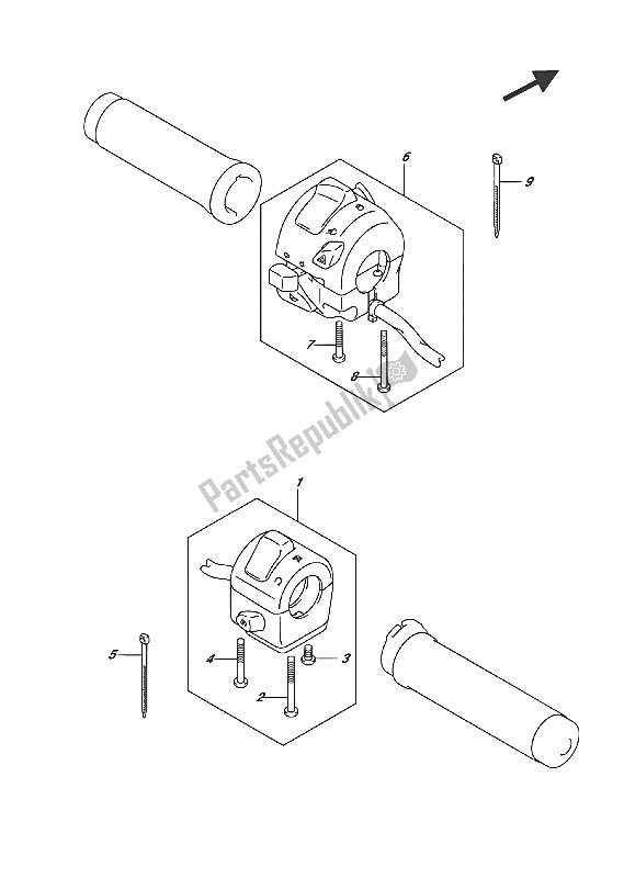 All parts for the Handle Switch of the Suzuki VL 1500 BT Intruder 2016