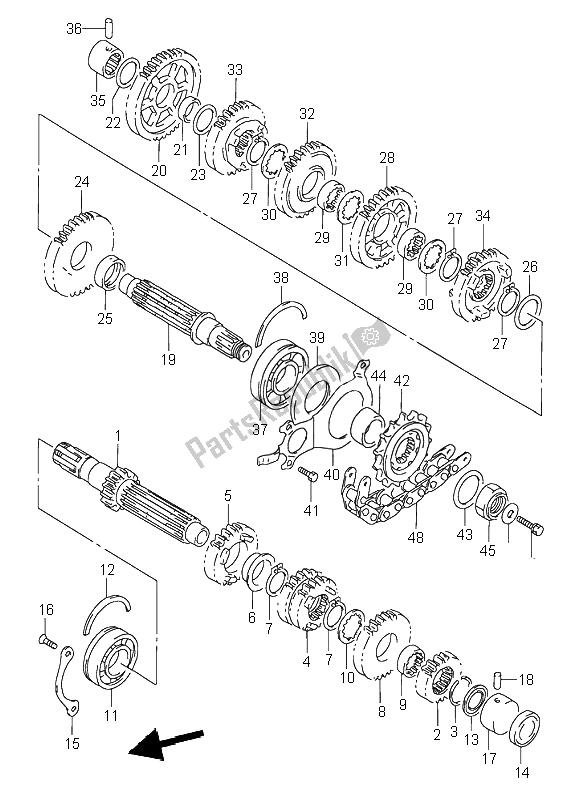 All parts for the Transmission of the Suzuki RF 600R 1997