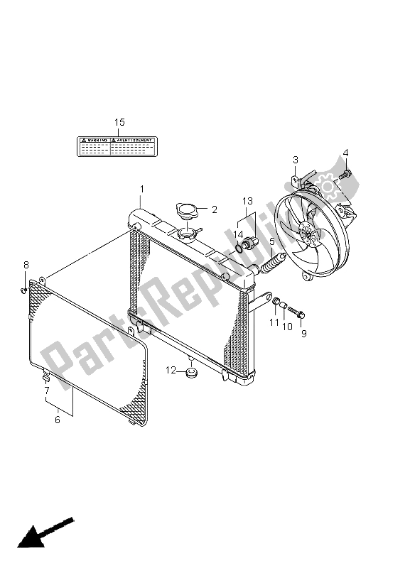 All parts for the Radiator (lt-500xpz P28) of the Suzuki LT A 500 XPZ Kingquad AXI 4X4 2011