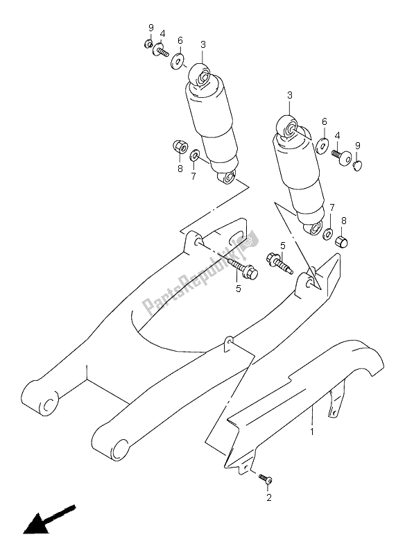 All parts for the Rear Shock Absorber of the Suzuki VZ 800 Marauder 2001