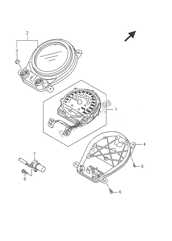 Alle onderdelen voor de Snelheidsmeter (vlr1800 E19) van de Suzuki C 1800R VLR 1800 Intruder 2011