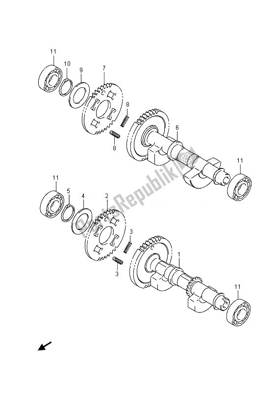 Alle onderdelen voor de Crank Balancer van de Suzuki AN 650Z Burgman Executive 2014