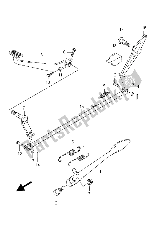 All parts for the Stand Rear Brake of the Suzuki VZ 800 Intruder 2012