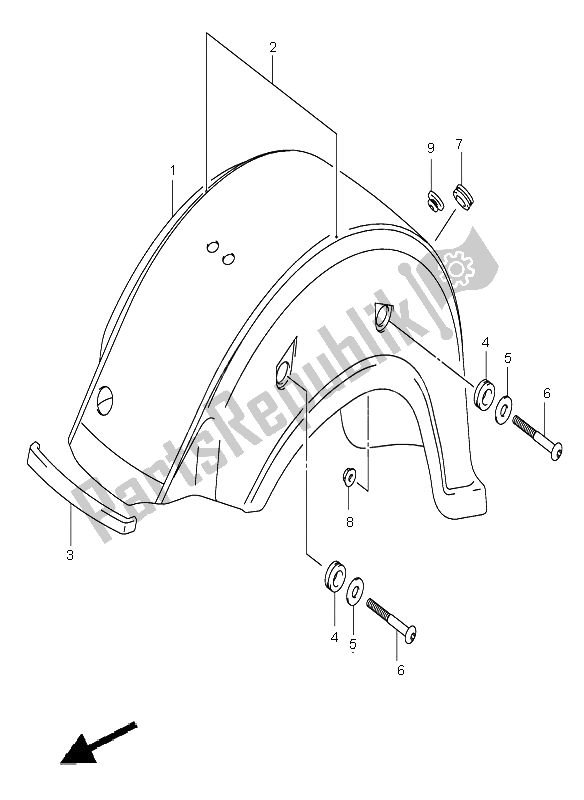 Tutte le parti per il Parafango Posteriore del Suzuki VL 800Z Volusia 2003