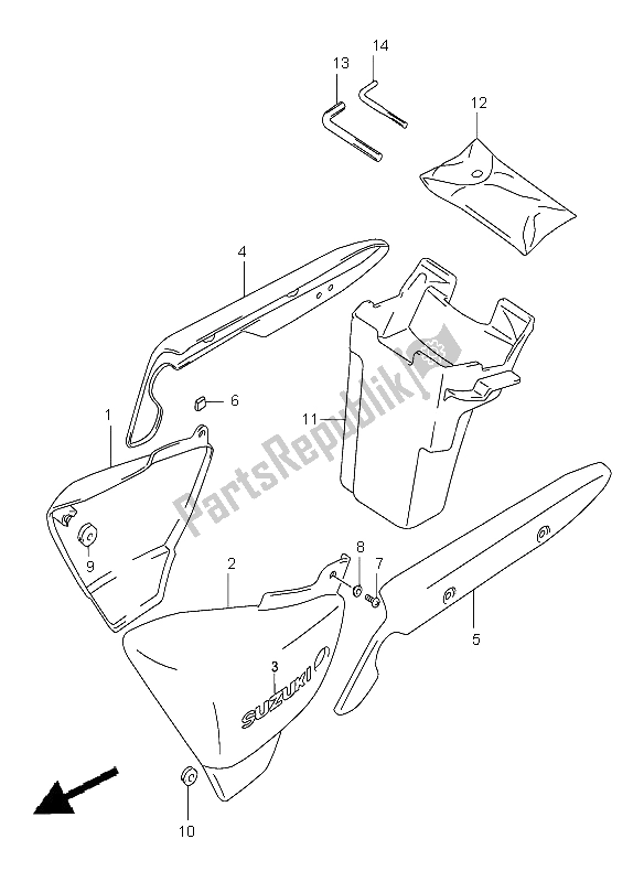 Toutes les pièces pour le Couverture De Cadre du Suzuki GZ 125 Marauder 2003