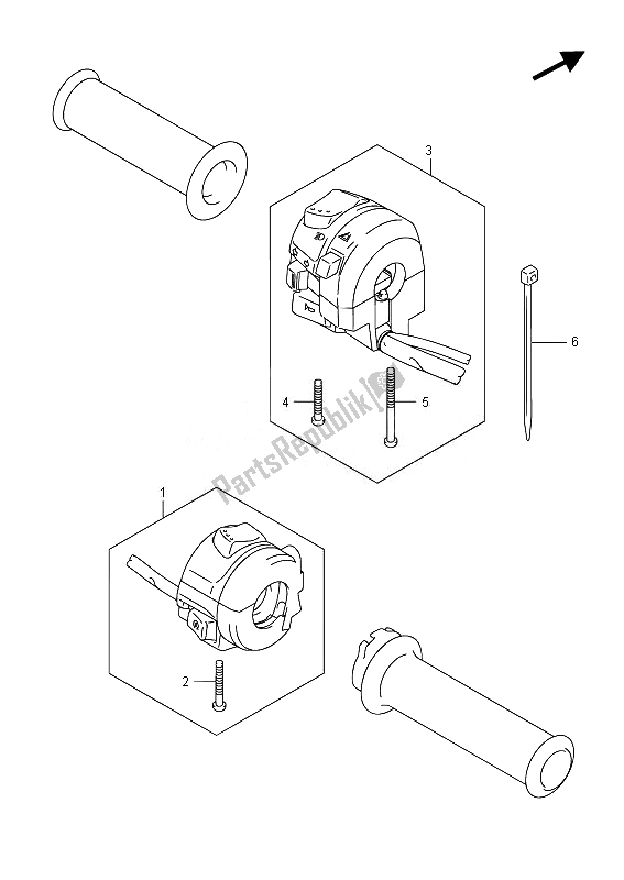 Alle onderdelen voor de Handvat Schakelaar van de Suzuki GSX 1250 FA 2014