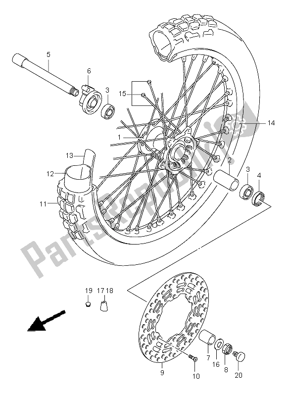 Tutte le parti per il Ruota Anteriore del Suzuki DR Z 400S 2005