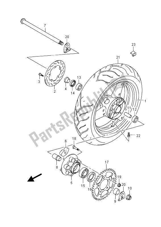 Todas las partes para Rueda Trasera (gsf650s) de Suzuki GSF 650 Sasa Bandit 2012