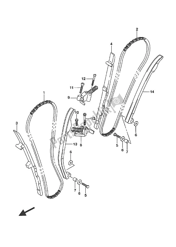 All parts for the Cam Chain of the Suzuki VL 800 Intruder 2016