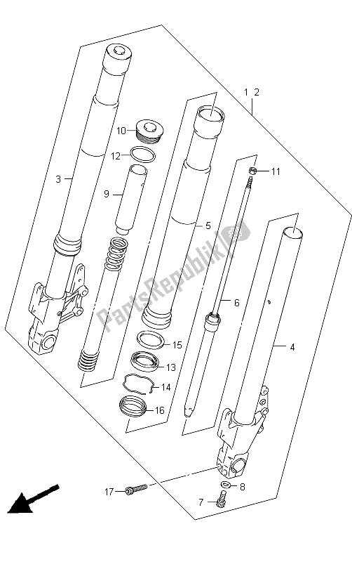 All parts for the Front Damper of the Suzuki VZ 1500 Intruder 2009