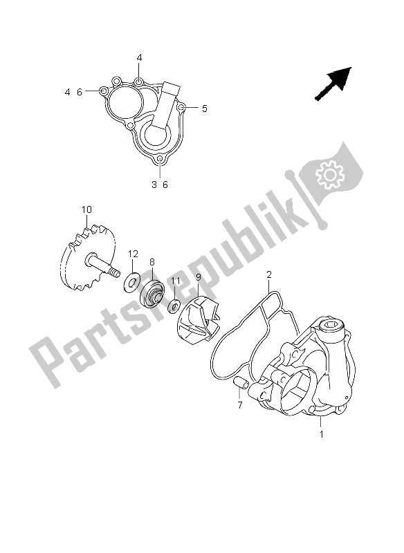 All parts for the Water Pump of the Suzuki RM Z 450 2008