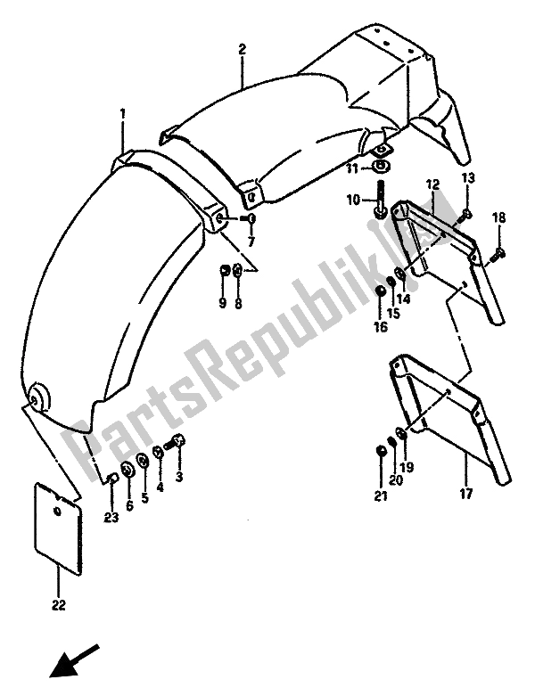 All parts for the Rear Fender of the Suzuki GSX R 750X 1986