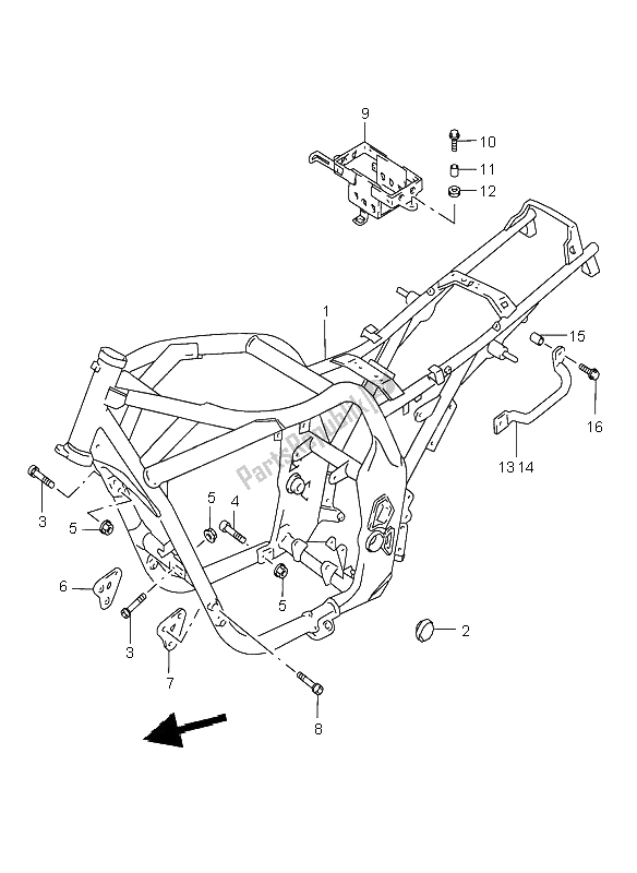 Tutte le parti per il Telaio del Suzuki GSX 750 1998