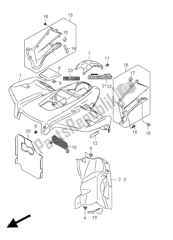 All parts for the Front Fender (lt-a750xpz P28) of the Suzuki LT A 750 XPZ Kingquad AXI 4X4 2011