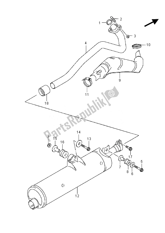 All parts for the Muffler of the Suzuki LT F 250 Ozark 2014