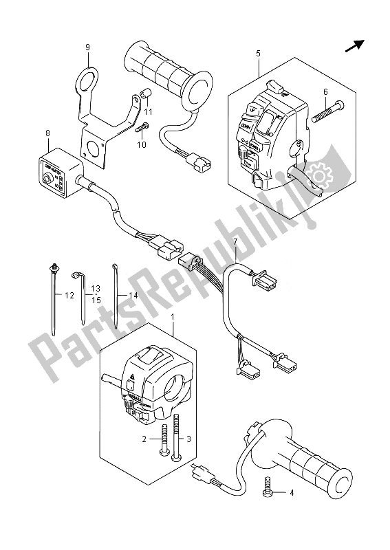 All parts for the Handle Switch (an650z E02) of the Suzuki AN 650Z Burgman Executive 2014