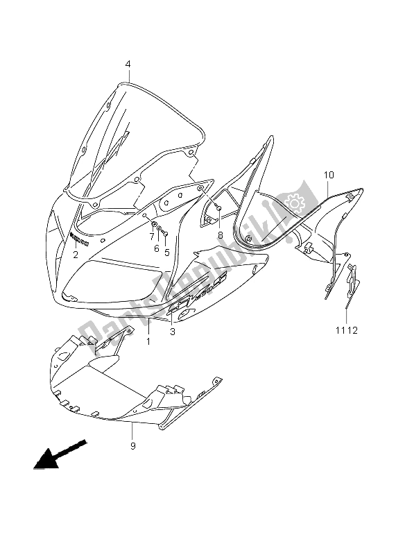 All parts for the Cowling Body (with Cowling) of the Suzuki SV 650 Nsnasa 2008