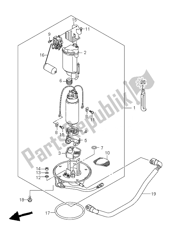 Alle onderdelen voor de Benzine Pomp van de Suzuki DL 1000 V Strom 2010