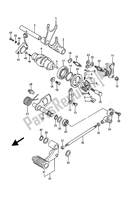 All parts for the Gear Shifting of the Suzuki LS 650 FP Savage 1989