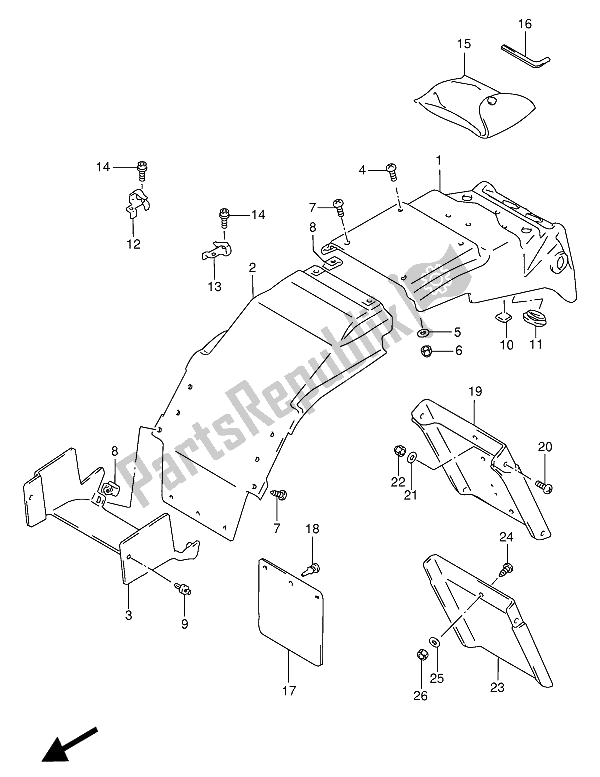 Tutte le parti per il Parafango Posteriore del Suzuki GSX R 1100W 1994