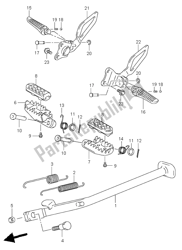 All parts for the Stand of the Suzuki DR Z 400S 2004