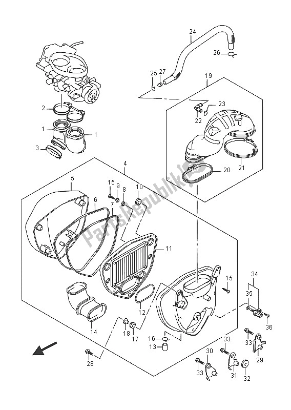 All parts for the Air Cleaner of the Suzuki VZ 800 Intruder 2016