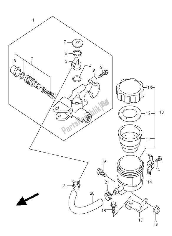 All parts for the Front Master Cylinder (sv1000s-s1-s2) of the Suzuki SV 1000 NS 2003