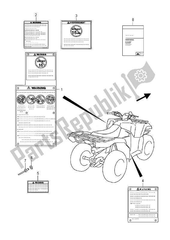 All parts for the Label (lt-a400fz) of the Suzuki LT A 400 FZ Kingquad ASI 4X4 2014