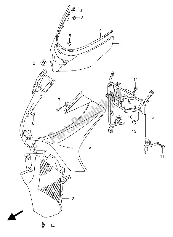 Toutes les pièces pour le Bouclier De Jambe Avant du Suzuki Burgman AN 400S 2006