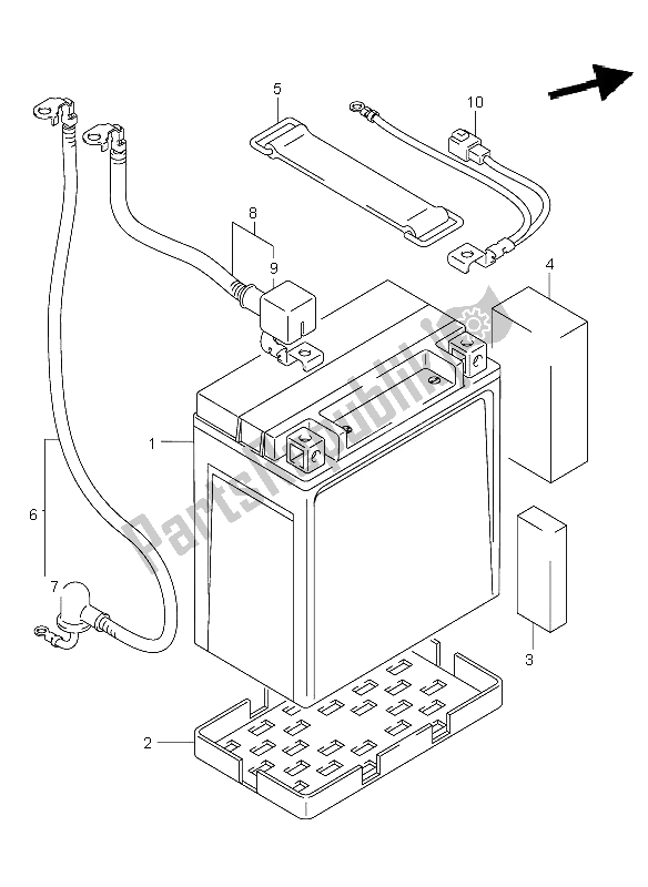 All parts for the Battery of the Suzuki LT A 500F Vinsion 4X4 2004