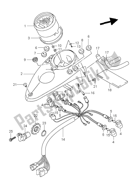 All parts for the Speedometer of the Suzuki VL 250 Intruder 2001