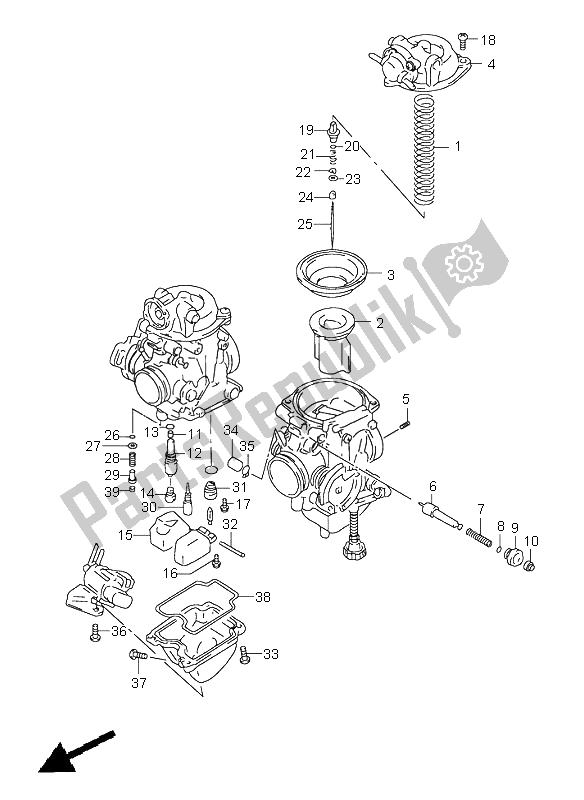 All parts for the Carburetor of the Suzuki XF 650 Freewind 1999
