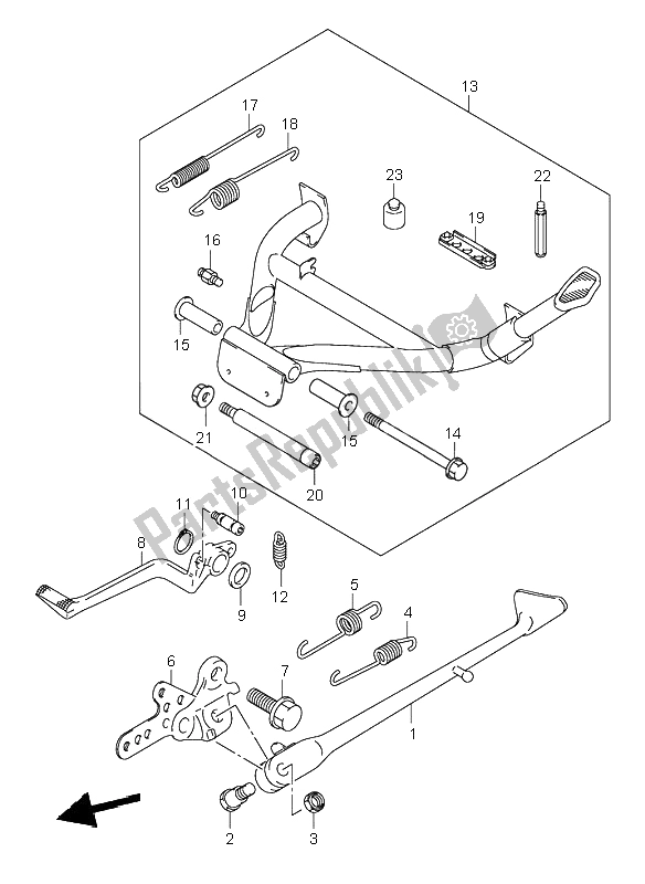 All parts for the Stand of the Suzuki GSX 1300R Hayabusa 2001