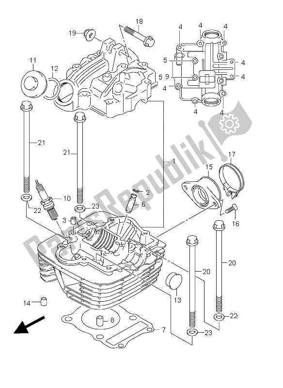 All parts for the Cylinder Head of the Suzuki DR Z 125 SW LW 2012