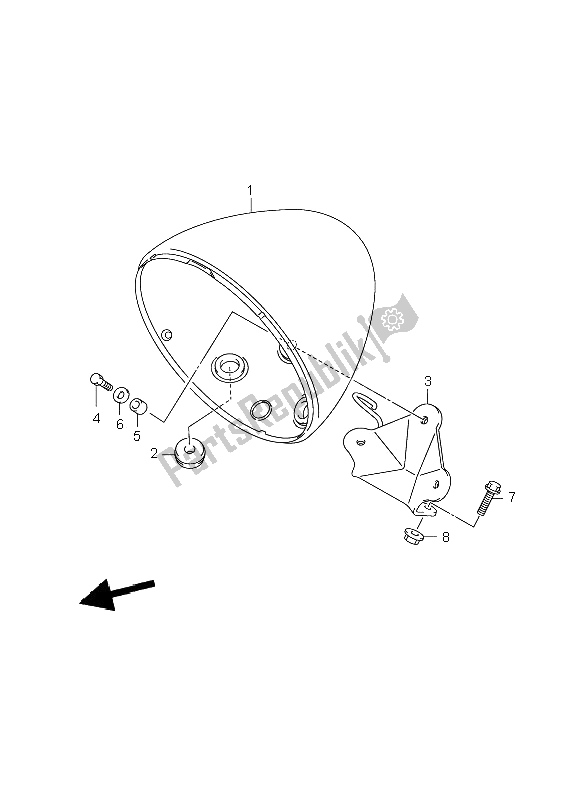 All parts for the Headlamp Housing of the Suzuki VL 800C Volusia 2008