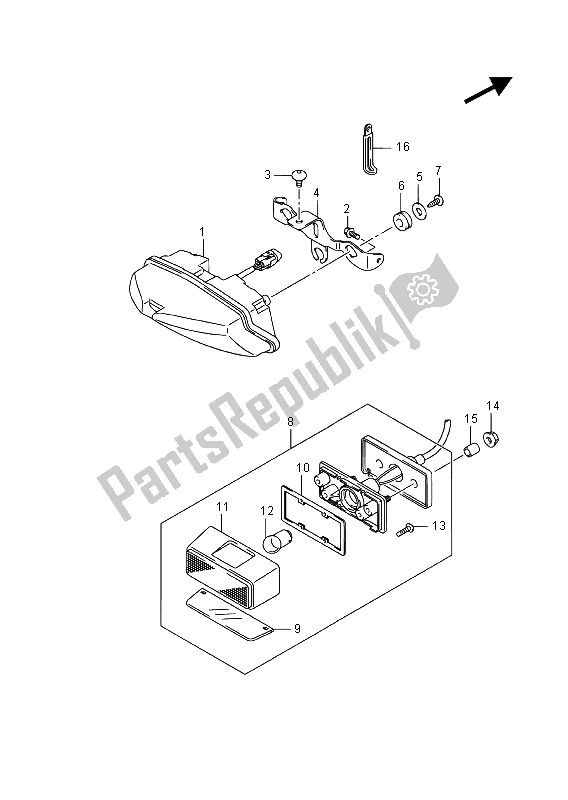 Tutte le parti per il Luce Posteriore (gsx-r1000auf) del Suzuki GSX R 1000A 2015
