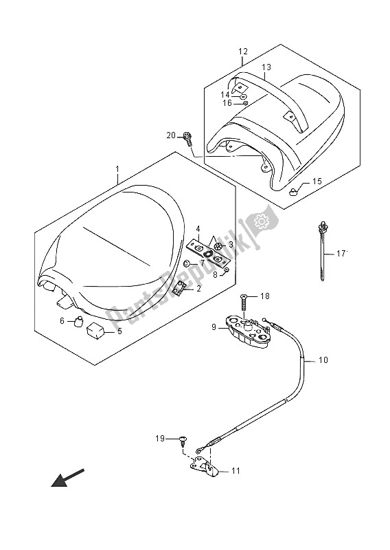 All parts for the Seat of the Suzuki VZ 800 Intruder 2016