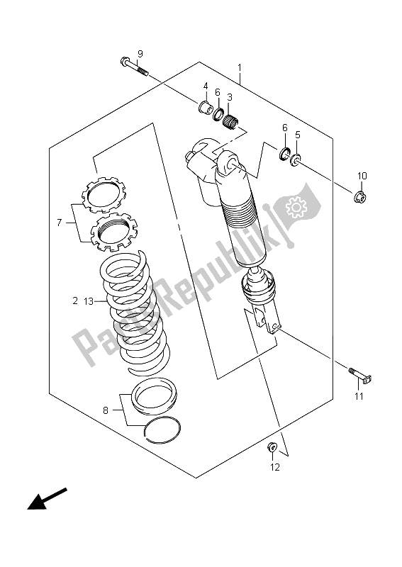 All parts for the Rear Shock Absorber of the Suzuki RM Z 250 2015