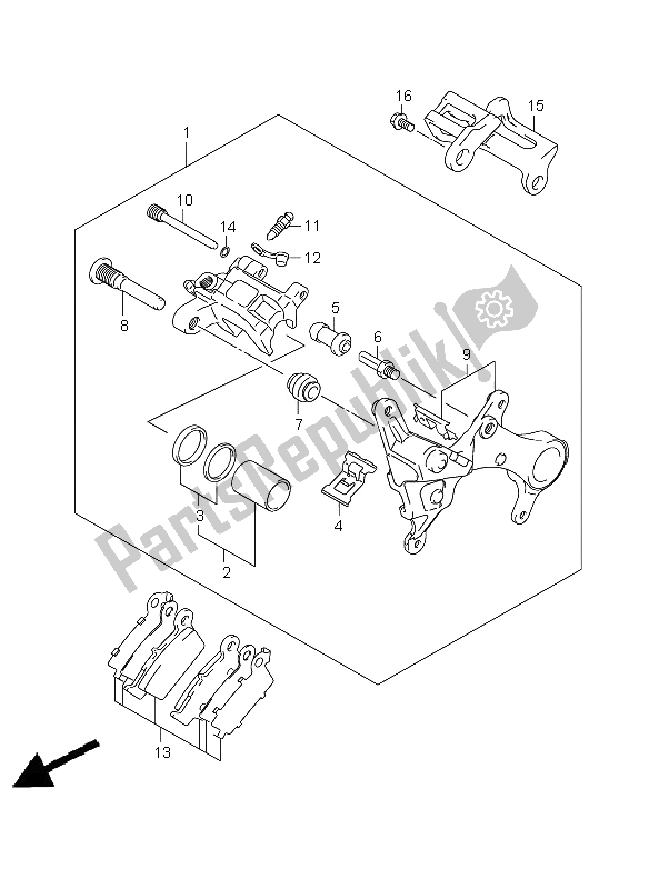 Tutte le parti per il Pinza Posteriore del Suzuki RM Z 450 2009