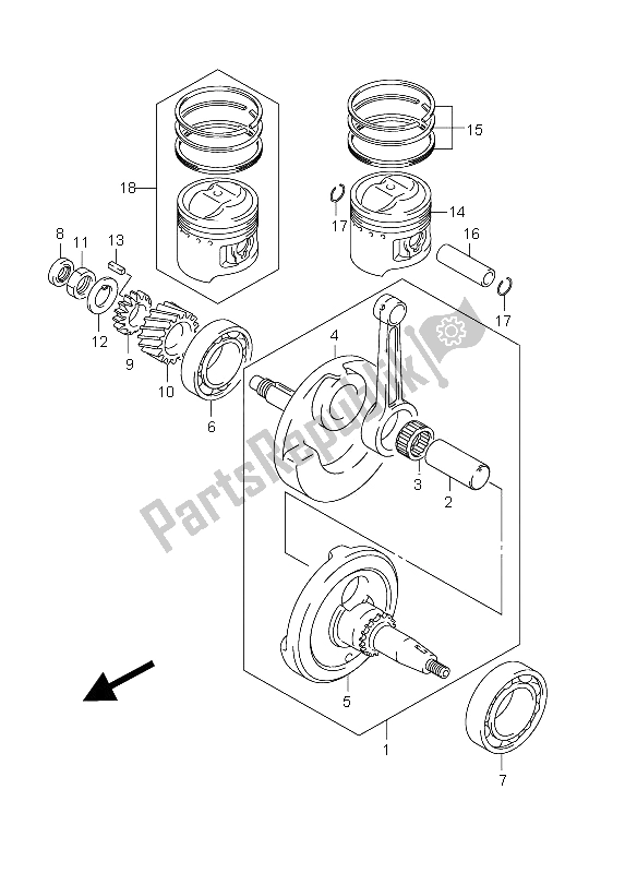 All parts for the Crankshaft of the Suzuki DR Z 125 SW LW 2012