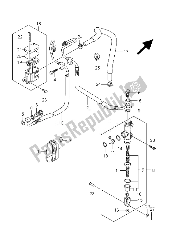 All parts for the Rear Master Cylinder (sfv650a-ua) of the Suzuki SFV 650A Gladius 2010