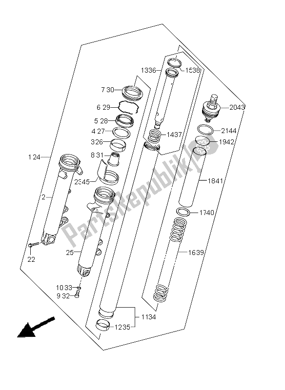 Tutte le parti per il Ammortizzatore Forcella Anteriore (gsx650f E21) del Suzuki GSX 650 FA 2011